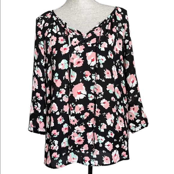 Massini Floral Popover Peasant Tunic Top Blouse Small - Picture 1 of 17